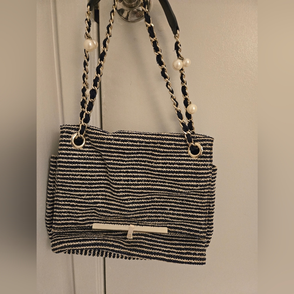 Striped Navy and White Crossbody